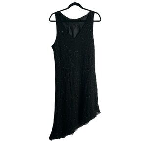 Vintage y2k black beaded Asymmetrical dress  siz M 90s goth witchy whimsigoth